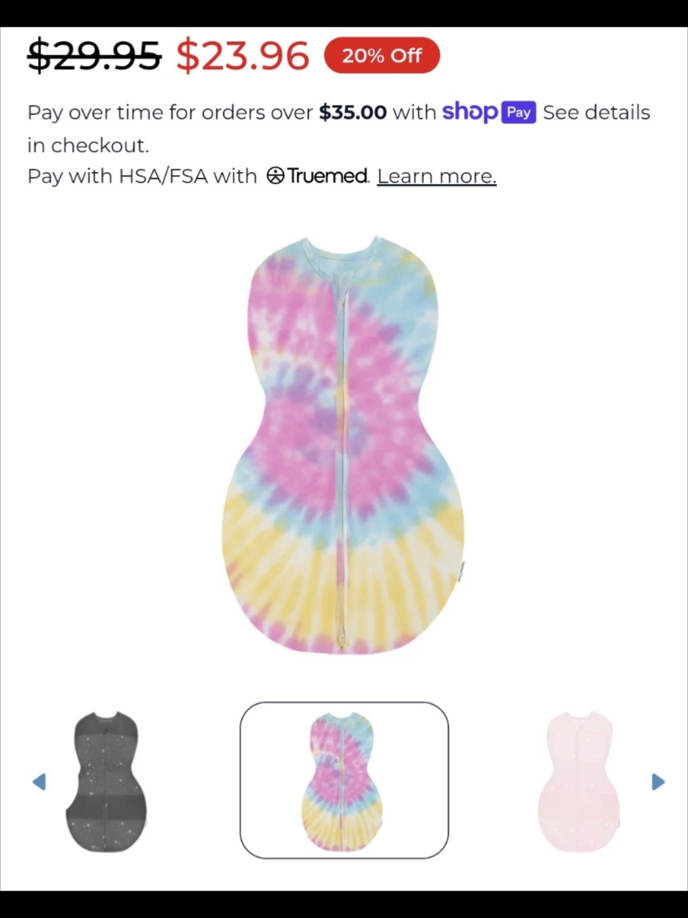 Infant Tie-Dye Sleep Swaddle in Pastel Pink, Blue & Yellow